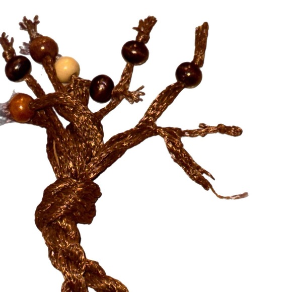 Vintage Beaded WALBORG Brown Wood Bead Women Purse Bag Fringe Handmade In Japan - Picture 6 of 12